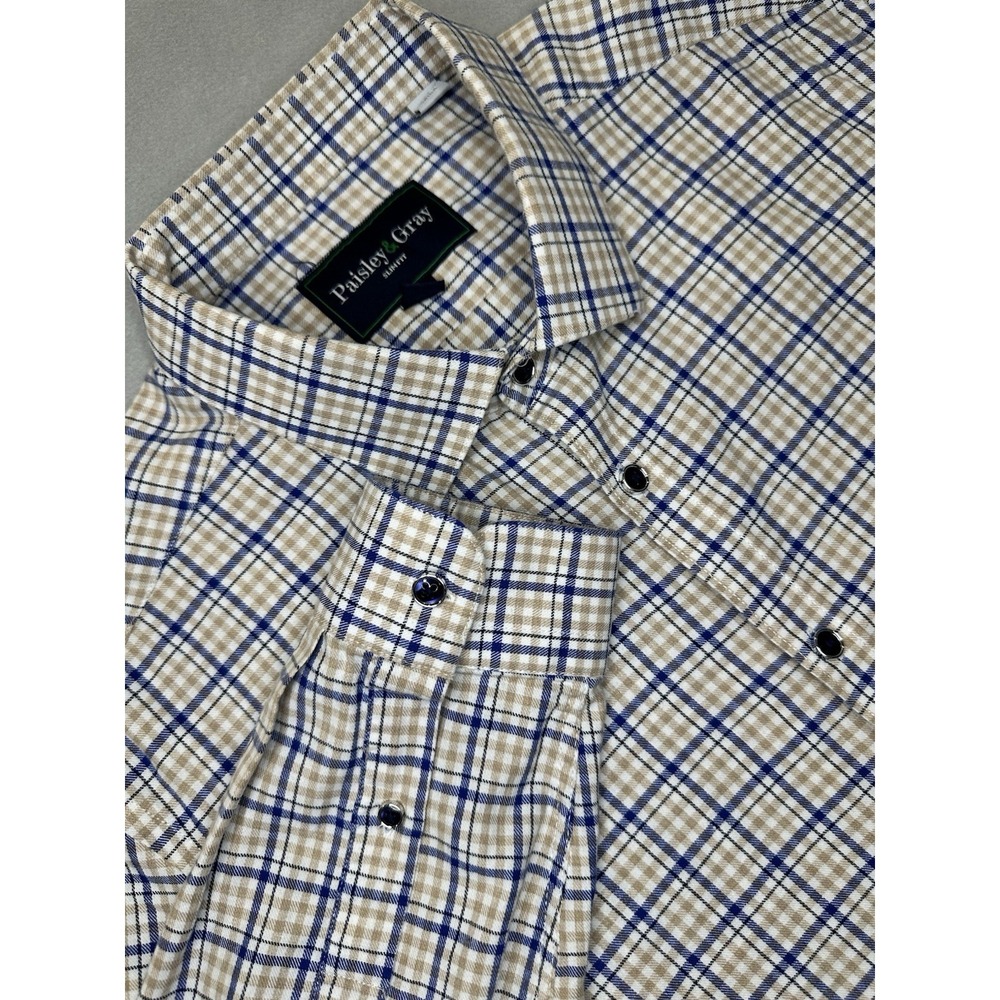 Paisley and Gray Button Down shirt XL Slim Fit Blue Pearl Buttons